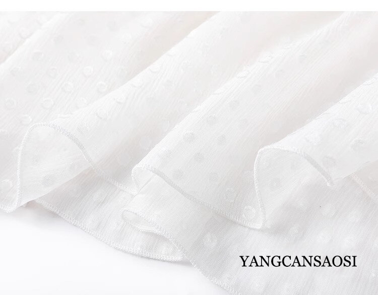 2024 Women's Casual Summer New Non Spliced Silk Shunyu Georgette Jacquard Elastic Waist Double Layered White Large Swing Skirt