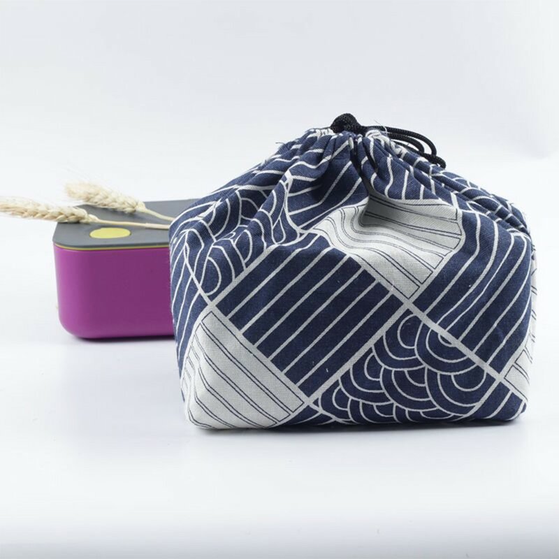 Tas kotak makan siang gaya Jepang portabel baru tas makan siang tas makan siang tas piknik tas penyimpanan kotak Bento garis dasi tas Tote sederhana