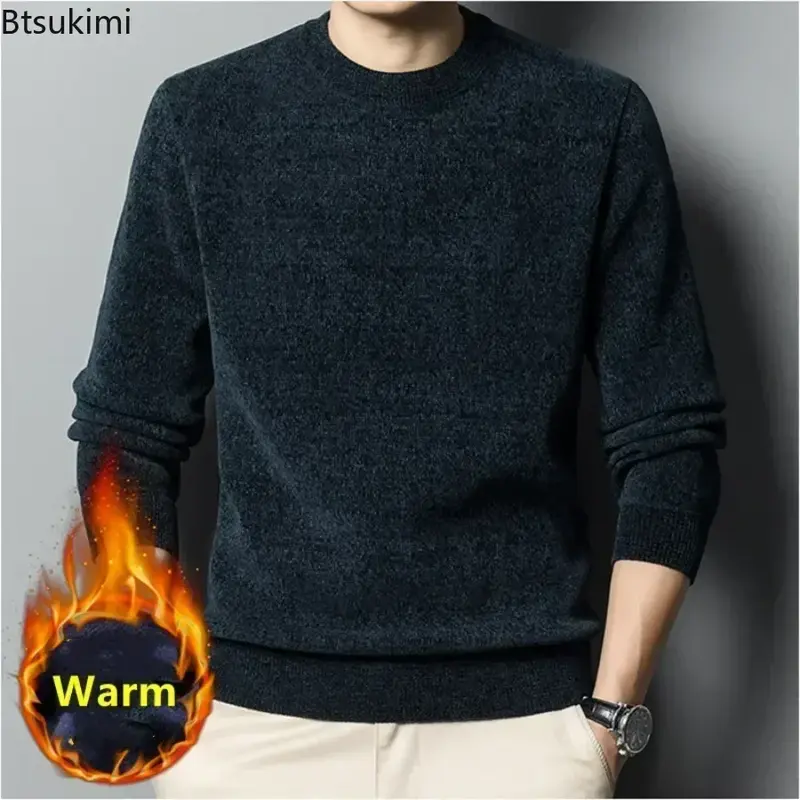 2024 meski gruby ciepły szenilowy sweter kaszmirowy Top jesienno-zimowy miękki sweter na co dzień topy męski sweter z dzianiny свитер