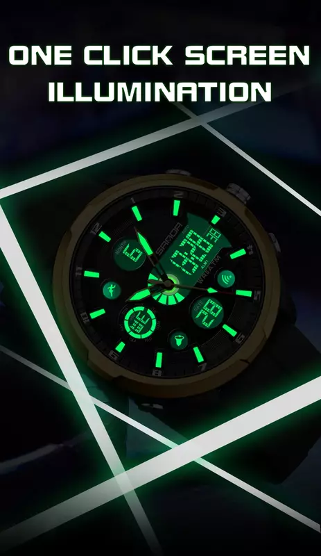 Sanda 9053 New Electronic Men's Watch Fashion and Casual Korean Edition Waterproof Night Glow Multifunctional Watch