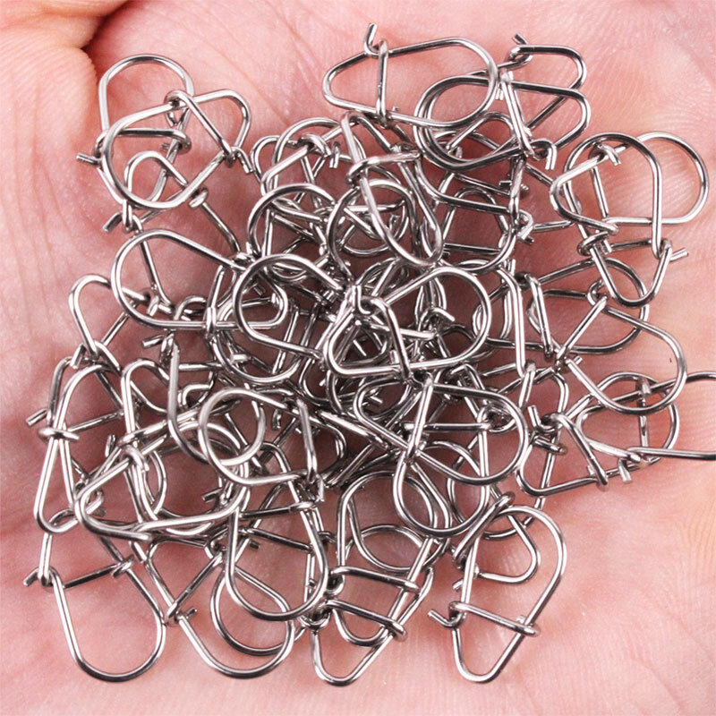 FTK 50Pcs-100Pcs 00#-3# Fishing Nice Hooked Snap Pin 304 Stainless Steel Fishing Barrel Swivel Lure Connector Accessories Pesca