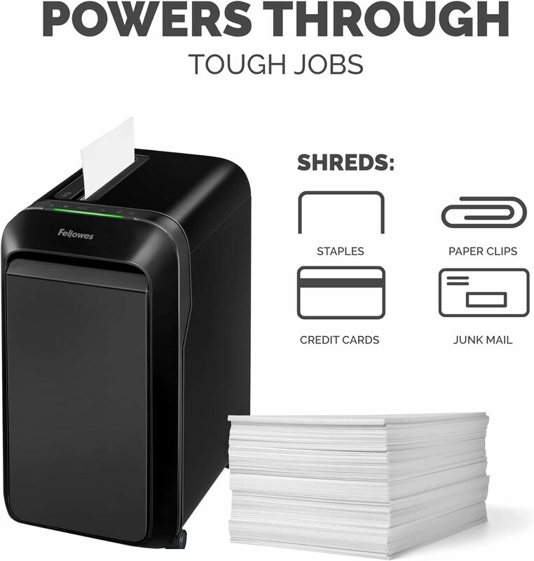 Harga fellowpowershred LX22M 20-lembar 100% mesin penghancur kertas potong mikro tahan-jam untuk kantor dan rumah, hitam 5263501