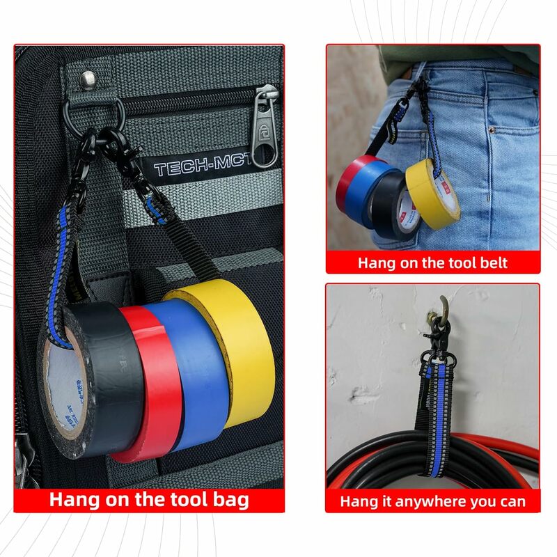 Telotough電気テープホルダー、ツールベルト用トリガースナップフックフック付きテープひも、ツールポーチ、ツールバッグ、ツールバックパック