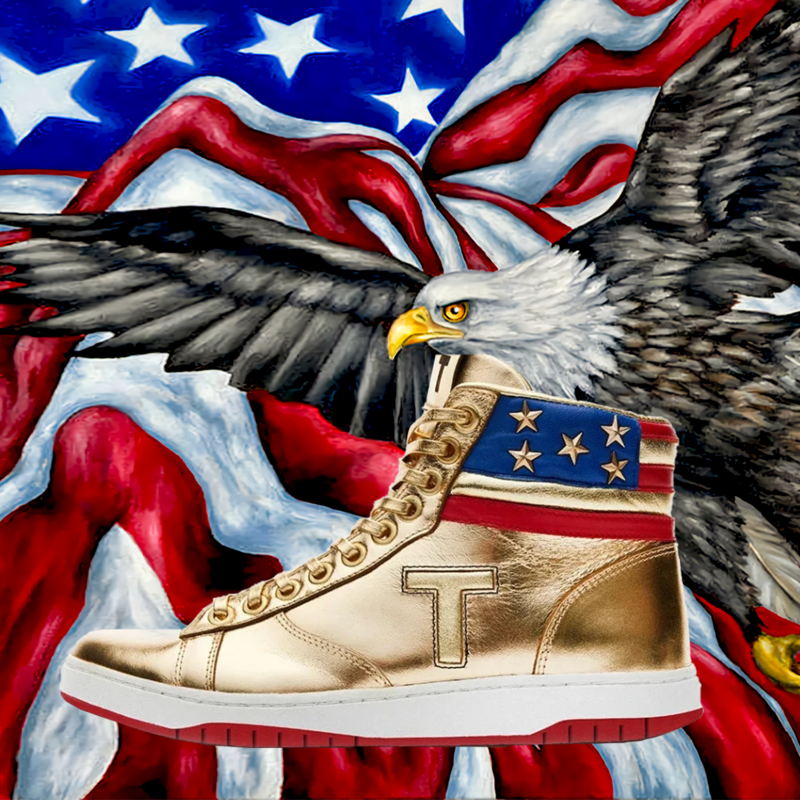 MAGA tidak pernah menyerah sepatu kets Emas Pro Trump, sepatu bot kasual olahraga atasan tinggi 2024