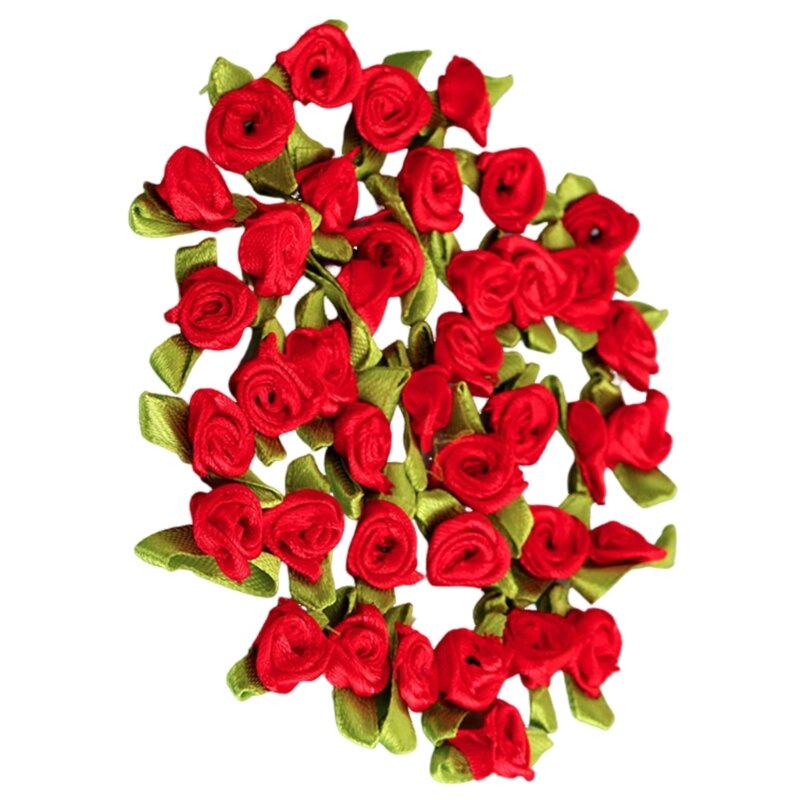 100 шт., красочные цветы розы, милая аппликация для изготовления кукольной игрушки, шляпа, принадлежности для шитья, нашивки,