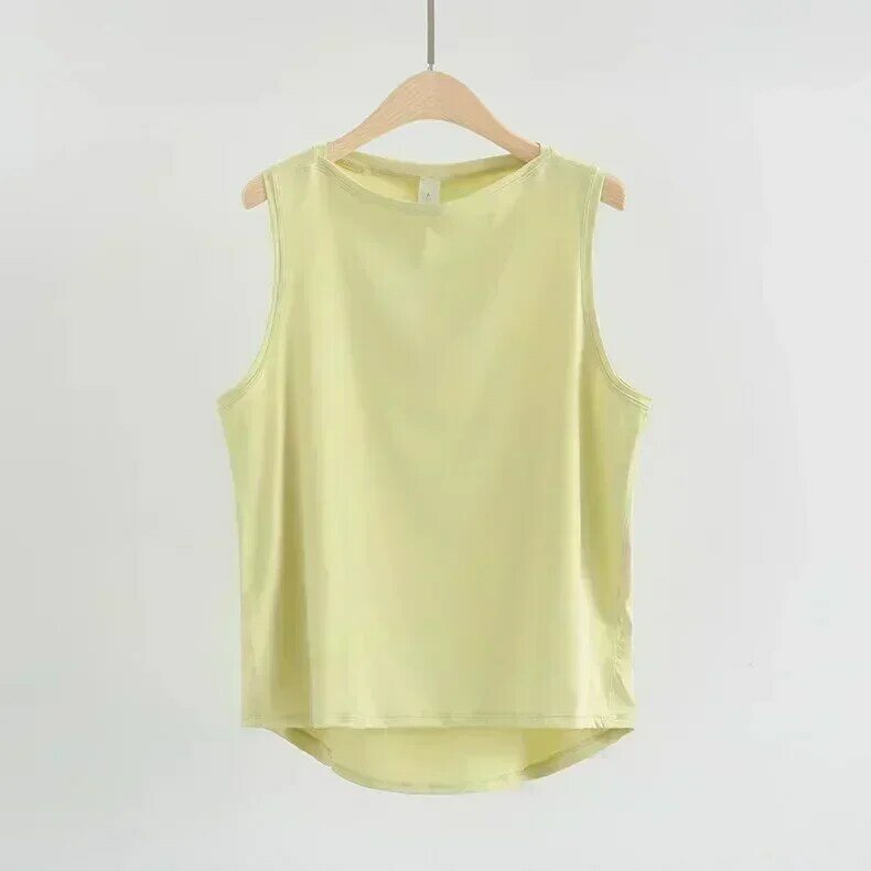 Lemon-Naked Feel Fabric Loose Sports Vest para mulheres, secagem rápida, patchwork, ioga, camisas sem mangas, fitness, corrida, treino, regata