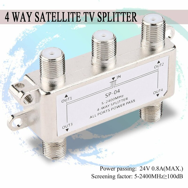 4 Way 4 Channel Satellite/Antenna/Cable TV Splitter Distributor Receiver 5-2400MHz For SATV/CATV X6HB Low Insertion Loss