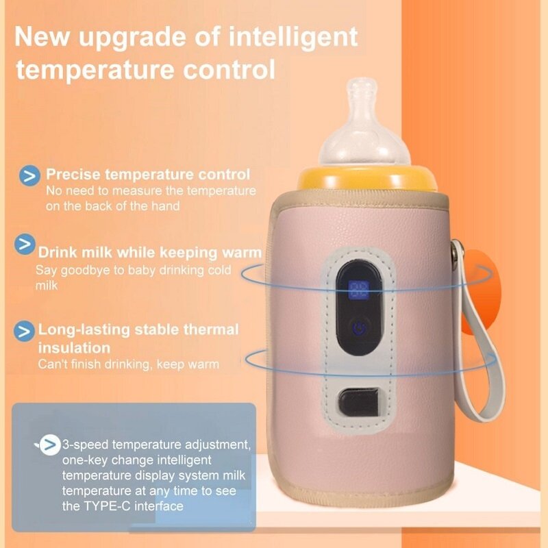 Calentador de agua y leche con USB para cochecito, bolsa aislante para biberones de bebé, suministros seguros para niños, accesorios de viaje al aire libre