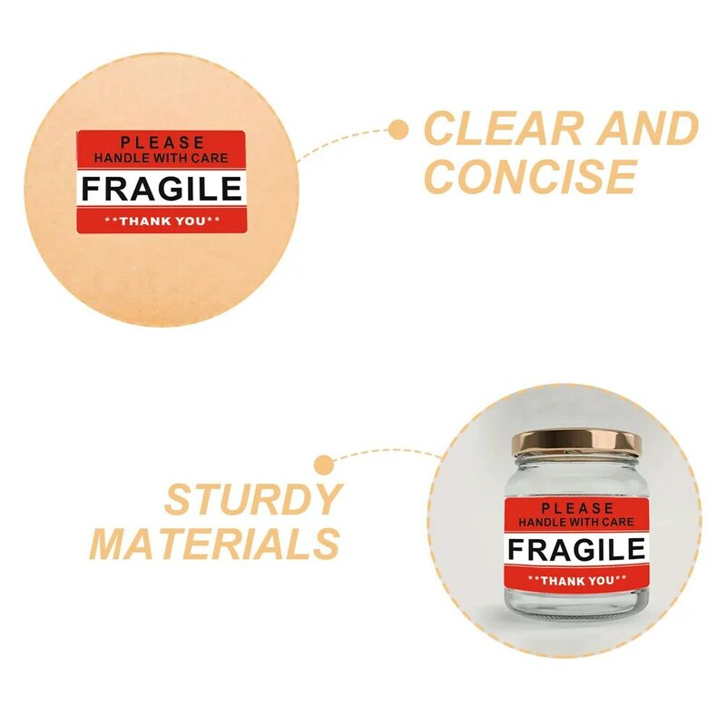 Adesivo Embalagem Cuidado Etiquetas, Frágil Logo Adesivos, Etiqueta De Advertência, 20 Folhas