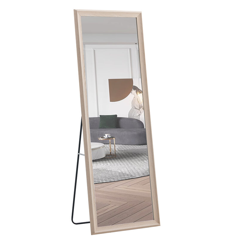 65 pulgadas Espejo de tocador de longitud completa con marco de madera maciza, adecuado para dormitorios, salas de estar, tiendas de ropa