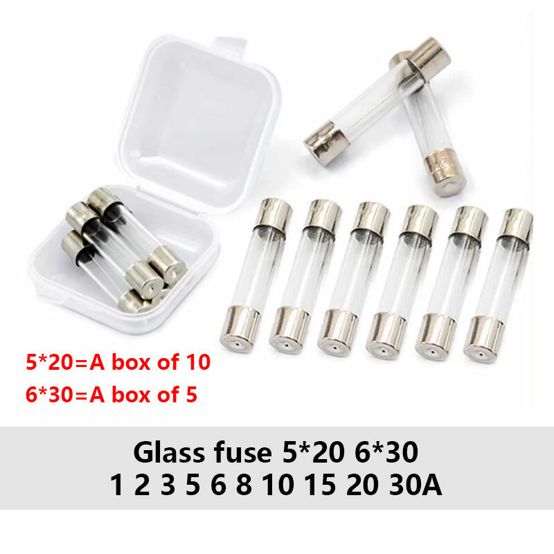 5*20 6*30 glass fuse fast fuse 250V 1 2 3 5 6 8 10 15 20 30A 5x20mm 6x30mm
