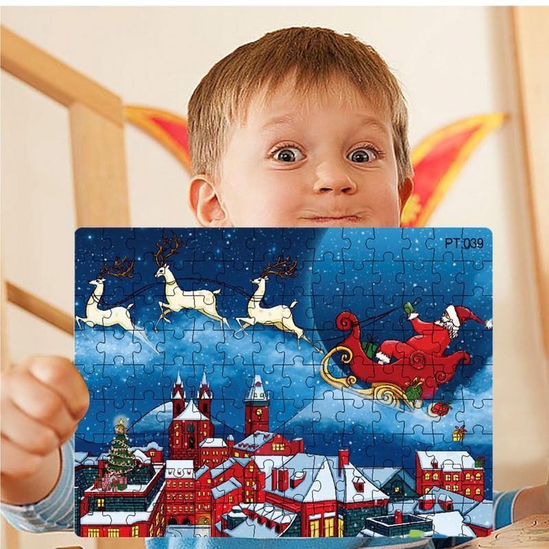 Teka-teki Santa Claus teka-teki Santa Claus karton Jigsaw Puzzle besar musim dingin dekorasi Santa Claus untuk anak perempuan anak-anak usia 2-8