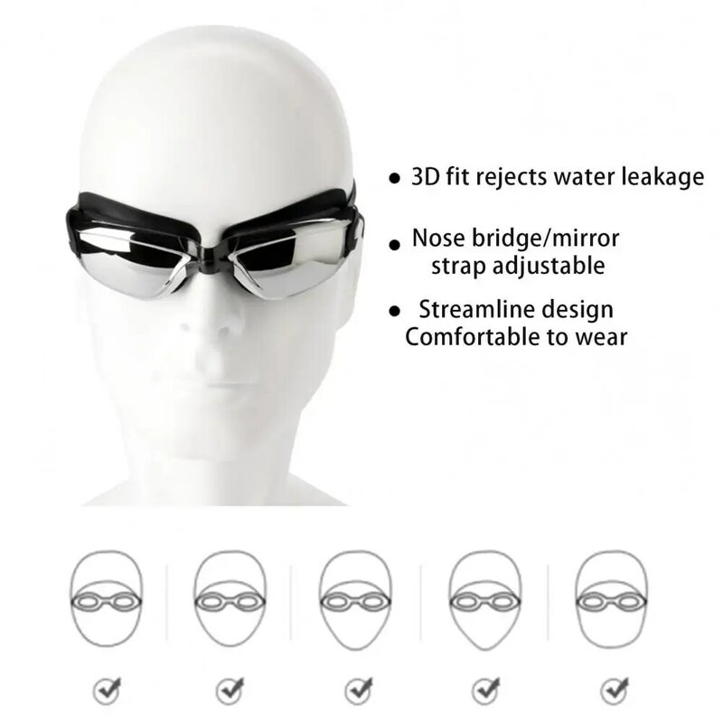 MüntrophorOutre lunettes de natation plaquées, lunettes de protection UV ultralégères, lunettes de natation avec revêtement anti-buée pour la vision, femmes et hommes