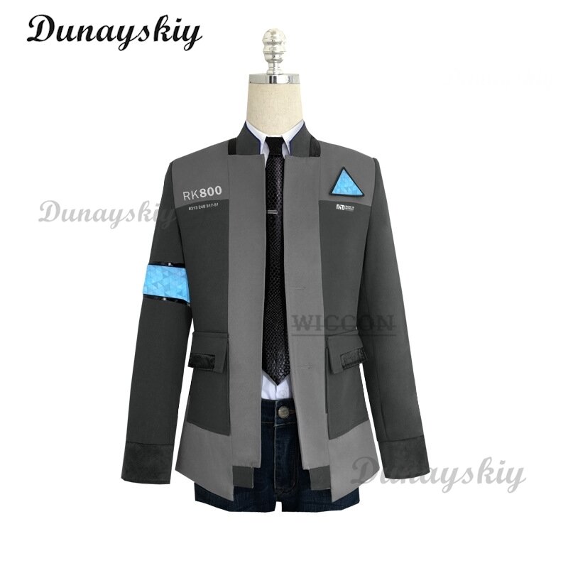 게임 디트로이트 인간 코스프레 코스튬 코너 코스프레 유니폼, 남성 재킷, 흰색 셔츠 타이, RK800 코트, 코스튬 풀 세트 롤플레이