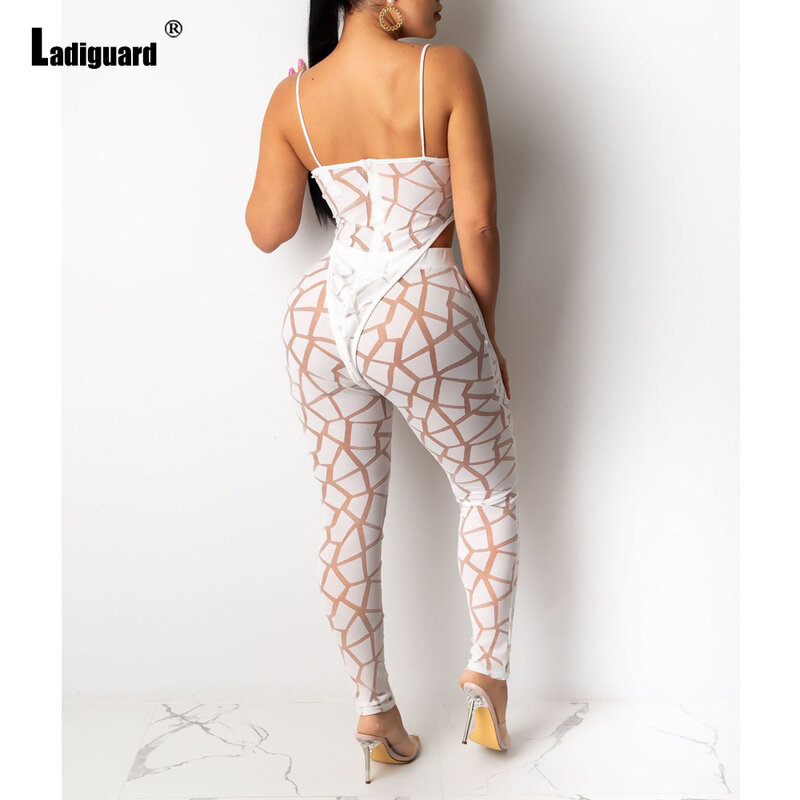 Ladiguard 2023 Sexy Thong Slips Bodysuits Spaghetti Strap Catsuits Open Kruis Plaid Jumpsuits Dames Patchwork Erotische Rompertjes