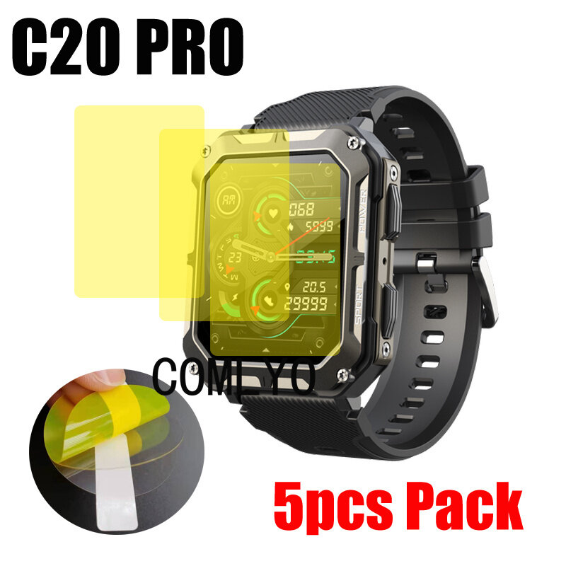 Protetor de tela para relógio inteligente c20 pro filme hd tpu, 5pcs