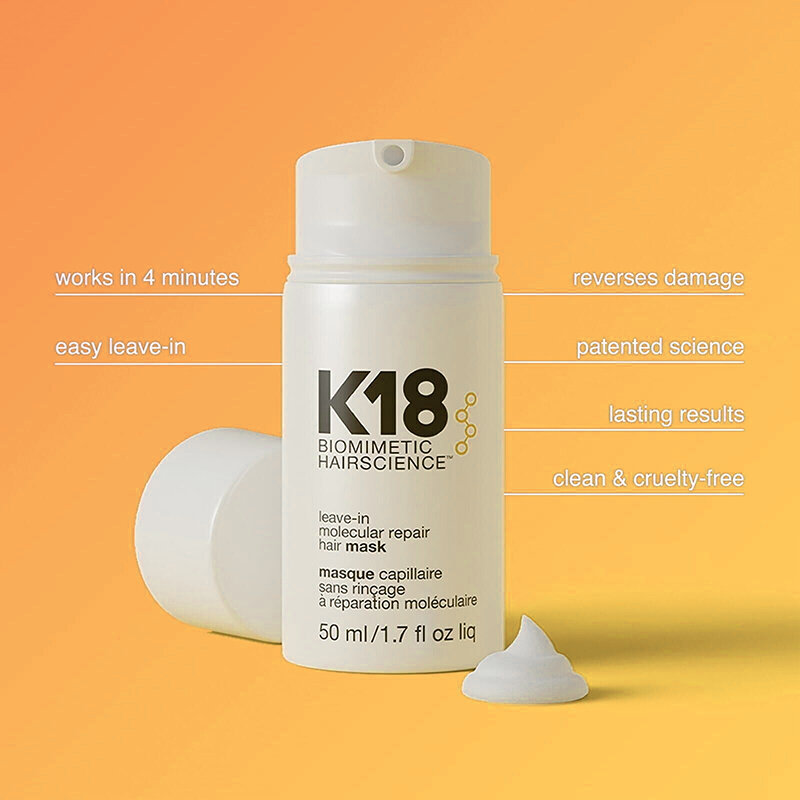 K18 Leave-In Moleculaire Reparatie Haarmasker Schade Herstellen Zacht Haar Diepe Reparatie Keratine & Hoofdhuid Behandeling Haarverzorging 50Ml
