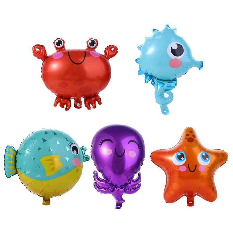 Thema Krabben/Seestern/Tintenfisch Party Dekorationen Baby party liefert Folien ballons Kinderspiel zeug Fisch ballon Tintenfisch ballons