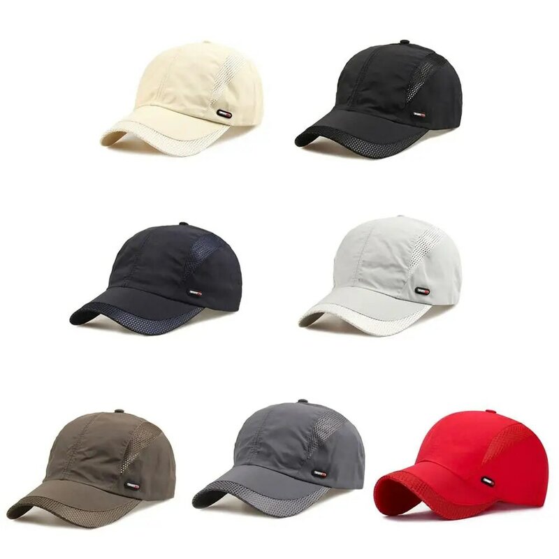 Men Hats Outdoor Sports Quick Drying Mesh Breathable Baseball Caps Hats Simple Solid Color Hat Summer Fashion Duck Tongue Cap