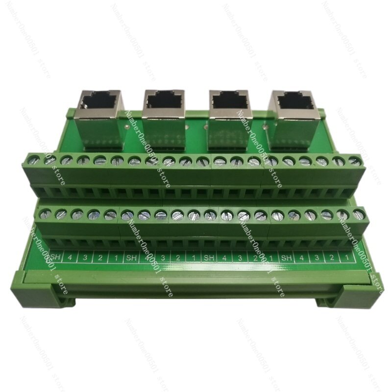 Bloque de terminales de transferencia RJ45, placa de transferencia, puerto de red, módulo de Cable de red, instalación de riel DIN
