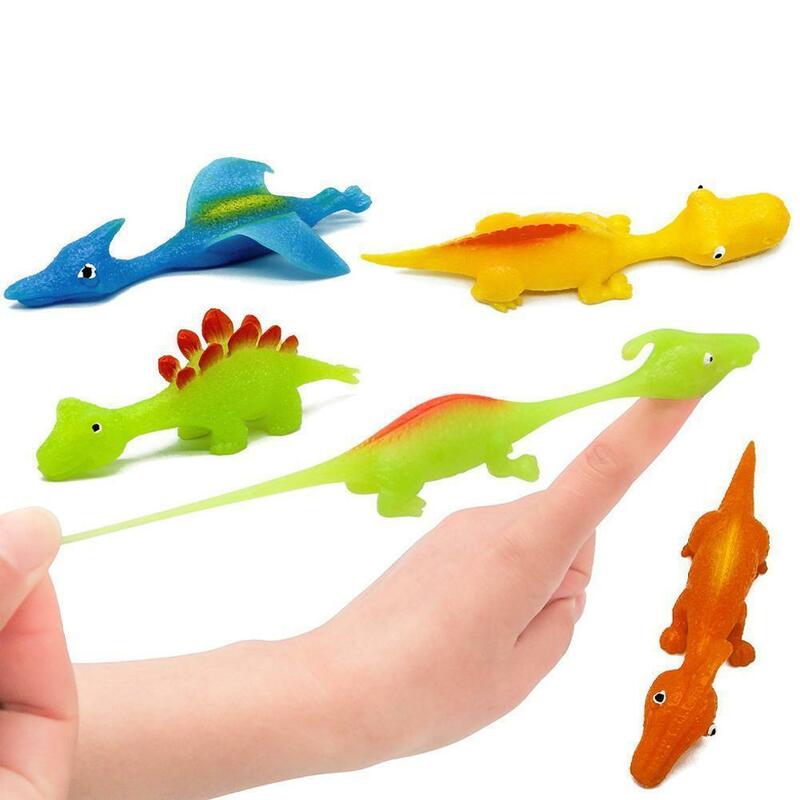 50 buah mainan dinding lengket katapel dinosaurus katapel jari untuk dewasa dan anak-anak mainan katapel pereda stres ventilasi dinosaurus S1s5