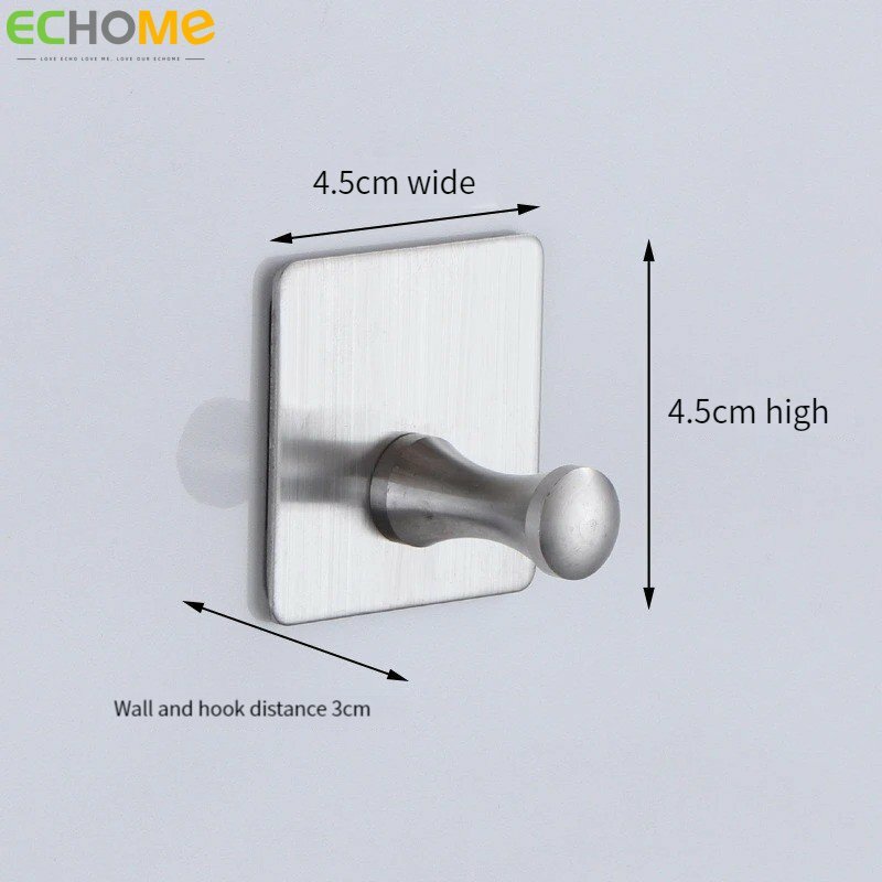 Echome Universal Hook 304 Stainless Steel Self-adhesive Non Marking Strong Adhesive Non Punching Bathroom Toilet Storage Hook