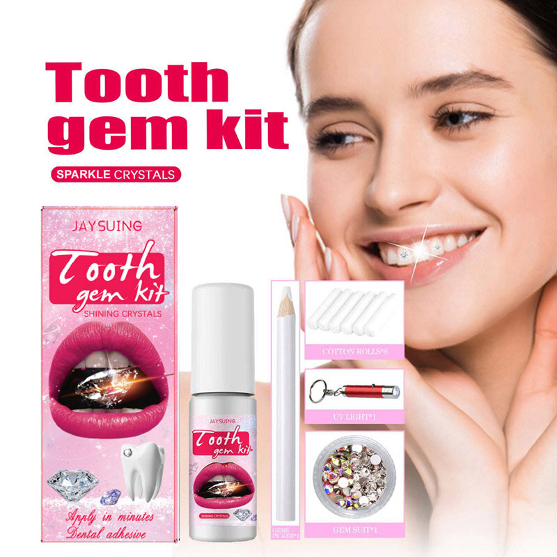 Tooth Jewelry Kit DIY Teeth Gems Kit With Glues UV Light and Tool Teeth Precious Stone Jewelry Decoration Glittering Tooth Gem