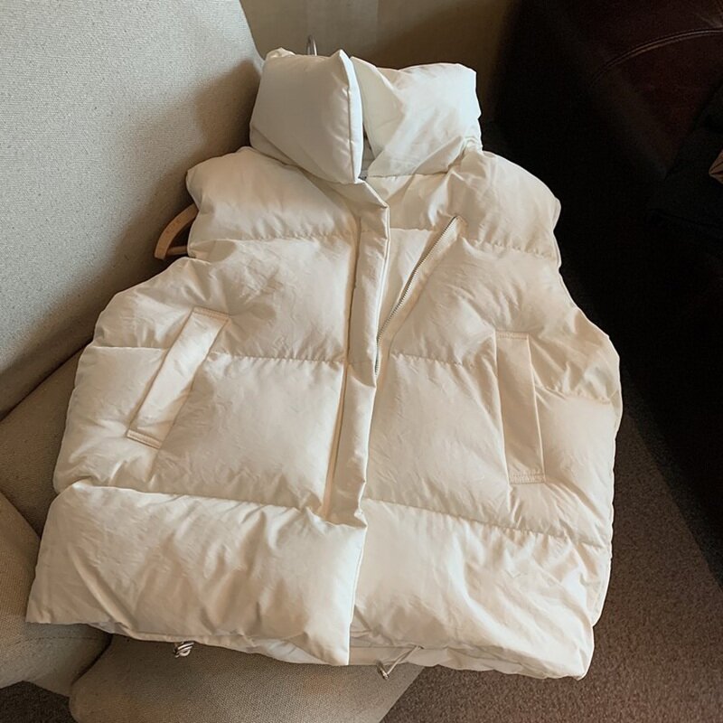 Manteau chaud en coton pour femme, col montant, fibre rembourrée, coupe décontractée, monochrome, document, automne, hiver