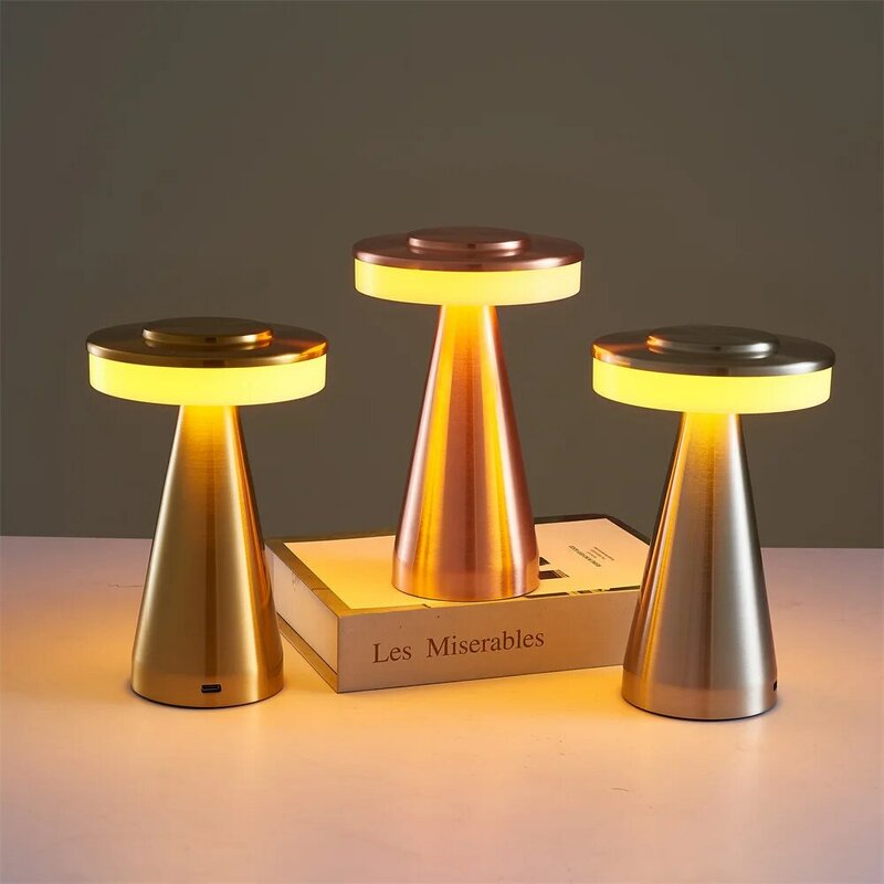 LED 무선 테이블 램프, 충전식 터치 금속 책상 램프, 식탁 레스토랑 침실 서재용