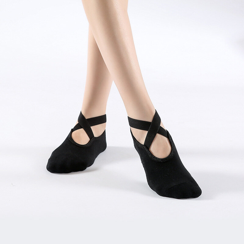ถุงเท้าโยคะแบนเดดสำหรับผู้หญิงถุงเท้าผ้าฝ้ายสำหรับเต้นบัลเล่ต์พิลาทีสถุงเท้ากีฬาผู้หญิงกันลื่น