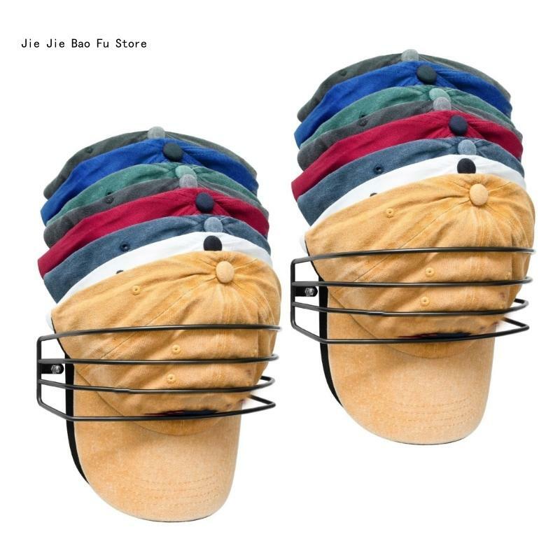 E8BD 2 ชิ้นเบสบอลชั้นเก็บหมวกที่วางขาตั้งจอแสดงผลหมวกออแกไนเซอร์ไม้แขวนเสื้อชั้นวาง