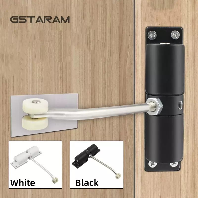 Automatic Adjustable Closer Surface Mounted Automatic Heavy Duty Safety Spring Closer for Interior Exterior Black Door Closer