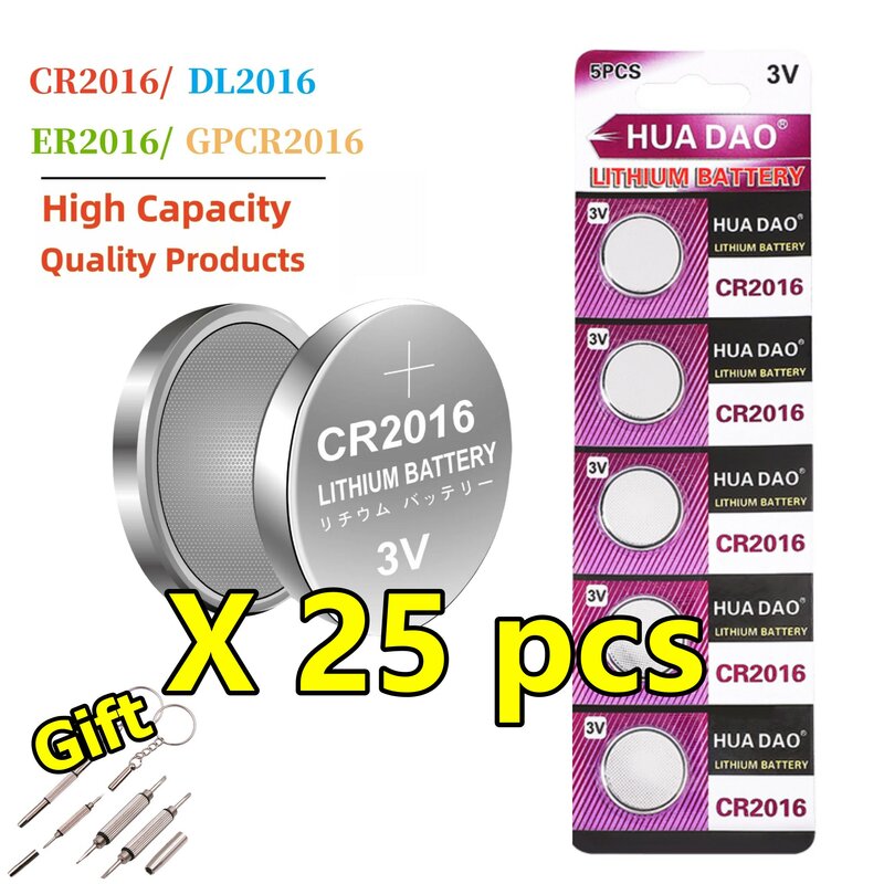 25 pz CR2016 CR 2016 DL2016 ECR2016 3V batteria al litio per auto chiave orologio bilancia telecomando batteria a bottone originale