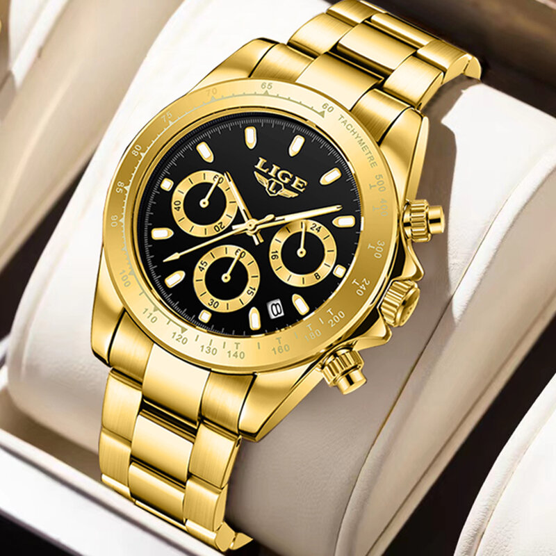 LIGE Men Watch Top Brand Luxury Sports Quartz orologi da uomo Full Steel cronografo impermeabile orologio da polso da uomo Relogio Masculin0