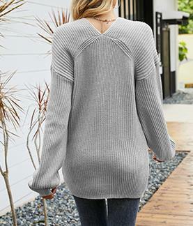 Suéter liso de punto con cuello en V para mujer, suéteres suaves básicos de Cachemira, otoño e invierno, 2023