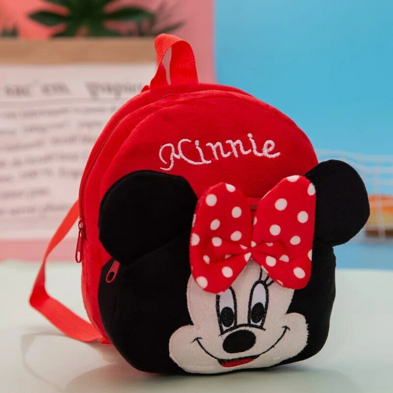Mochila de dibujos animados de Disney para niños, Bolsa Escolar de felpa de Mickey Mouse, Minnie, Winnie, The Pooh, suministros escolares para guardería, bolsas para bebés
