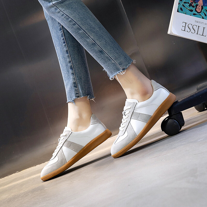 AIYUQI Women's Sneakers 2024 New Genuine Leather Ladies Moral Training Shoes Casual Spring Flat Shoes Women