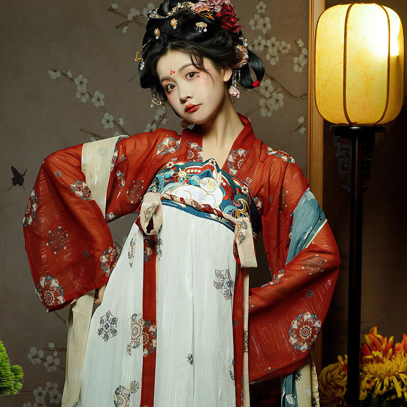 Hanfu-Robe de brevTraditionnelle Alberoise pour Femme, Costume de Cosplay, Rouge, Vêtements d'Halloween