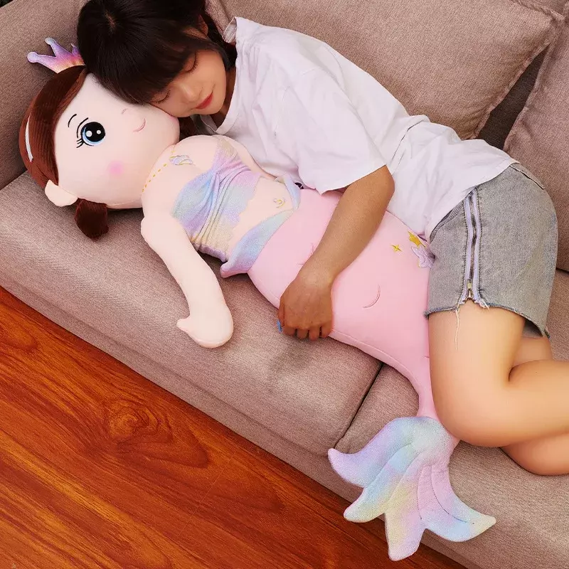 Muñeca de peluche de sirena de dibujos animados para niña, juguete creativo de princesa Kawaii, almohada, decoración de habitación, regalos de cumpleaños, 60cm