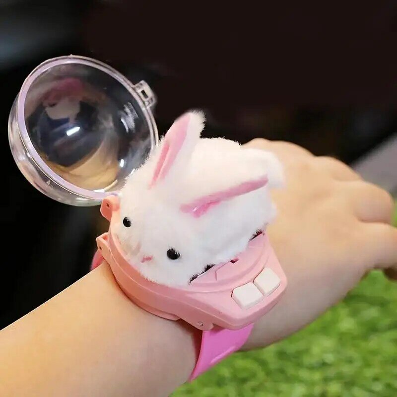 Mainan jam tangan mobil Rc 2.4 Ghz, arloji elektrik dengan lampu belakang yang dapat dilepas, jam tangan kelinci Rc mewah untuk anak perempuan