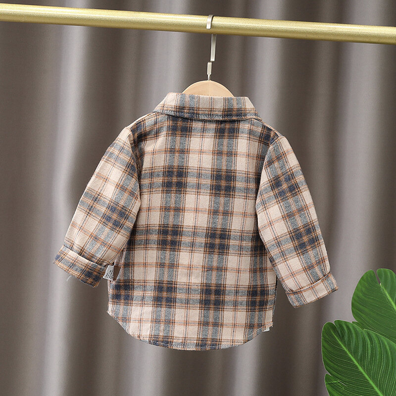 IENENS-Camisa de manga larga para niños, blusas finas de primavera, Tops de algodón a cuadros para niños de 1, 2, 3 y 4 años