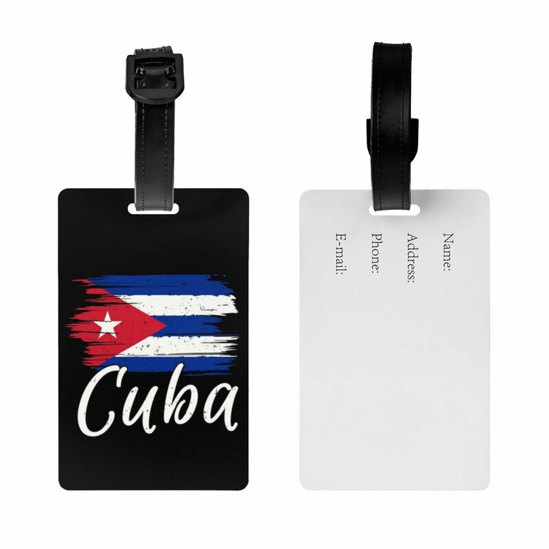 Tag bagasi bendera Havana Kuba kustom untuk koper kartu ID nama penutup privasi patriotik Kuba