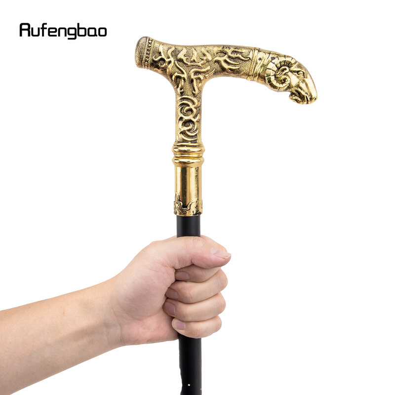 ゴールデンヤギのハンドル高級パターンウォーキングスティックパーティーファッションエレガントなウォーキングスティック装飾的な居心地の良い杖ノブ90cm