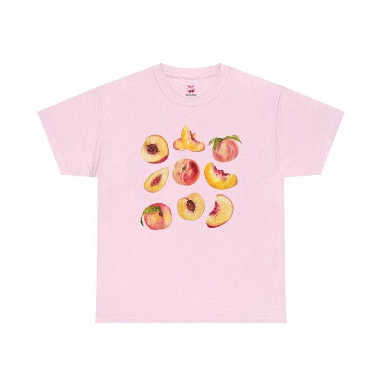 Camiseta gráfica feminina de pêssego vintage, camisa estética de frutas, camiseta Boho, camisa pêssego