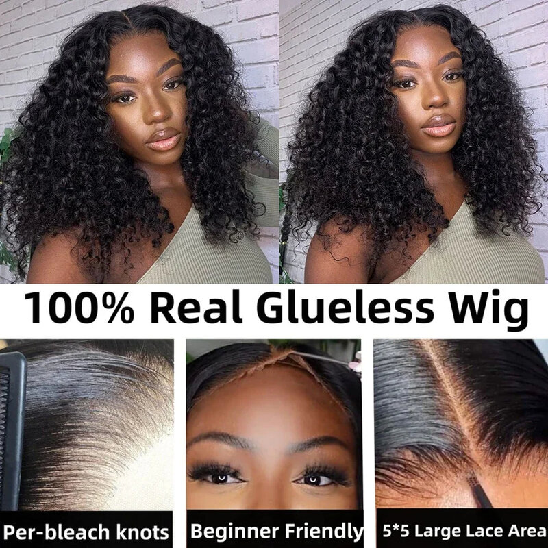 Water Wave Bob Glueless Preplucked Human Wigs Ready To Go 13x6 Frontal Brazilian Wigs HD Transparent Lace Wig Deep Curls