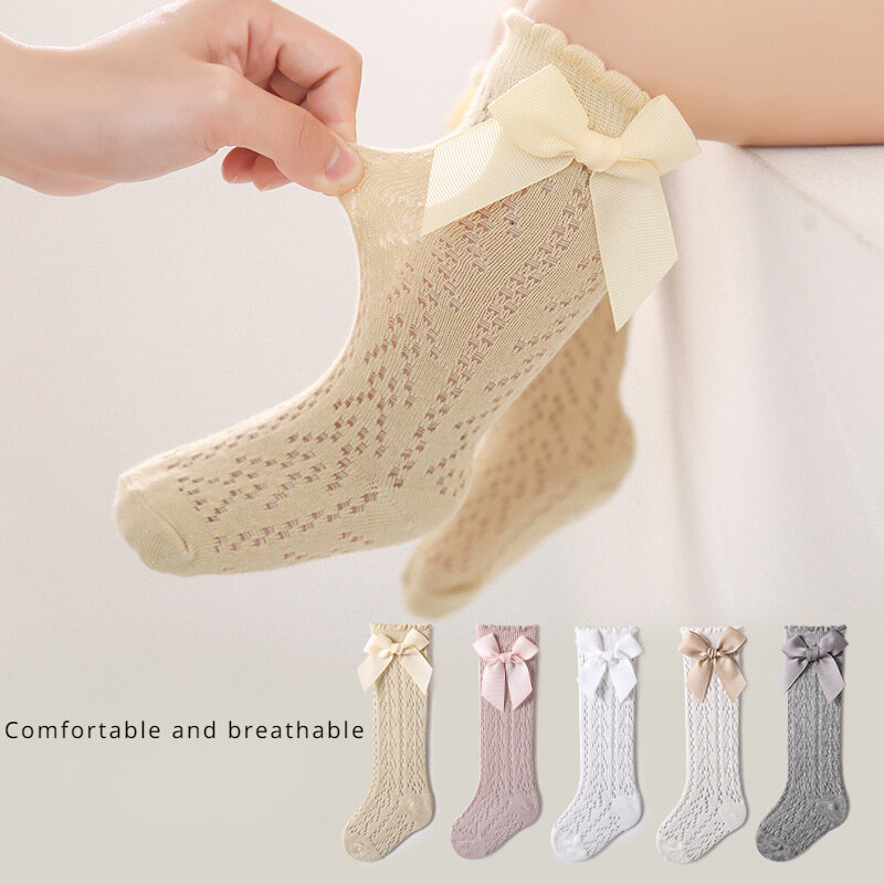 Chaussettes princesse avec nœud coréen pour enfants, joli cadeau de vacances, printemps et été, nouveau, 2024