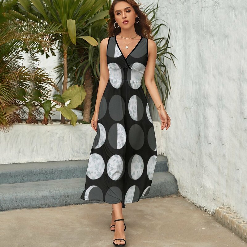 Moon Phases Chart - Dark Sleeveless Dress festival outfit women luxury woman party dress Dance dresses Prom gown