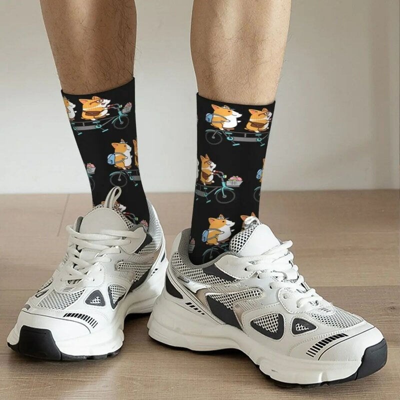 Corgi Bicycle Socks Harajuku High Quality Stockings All Season Long Socks Accessories for Unisex Gifts