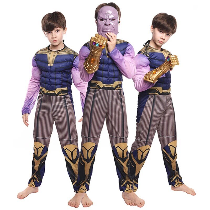 Thanos przebranie na karnawał rękawiczki Avengers Superhero Supervillain body kostiumy na Halloween przebranie na karnawał s dla dzieci kombinezon