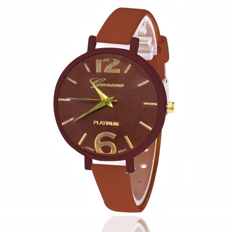 WOKAI – montre à quartz pour femmes, grand cadran, petit bracelet en cuir, style simple, horloge d'étudiant, décontracté, haute qualité